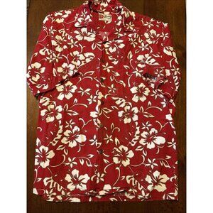 the hawaiian original shirt Red Floral Camp Shirt Size Large Hilo Hattie